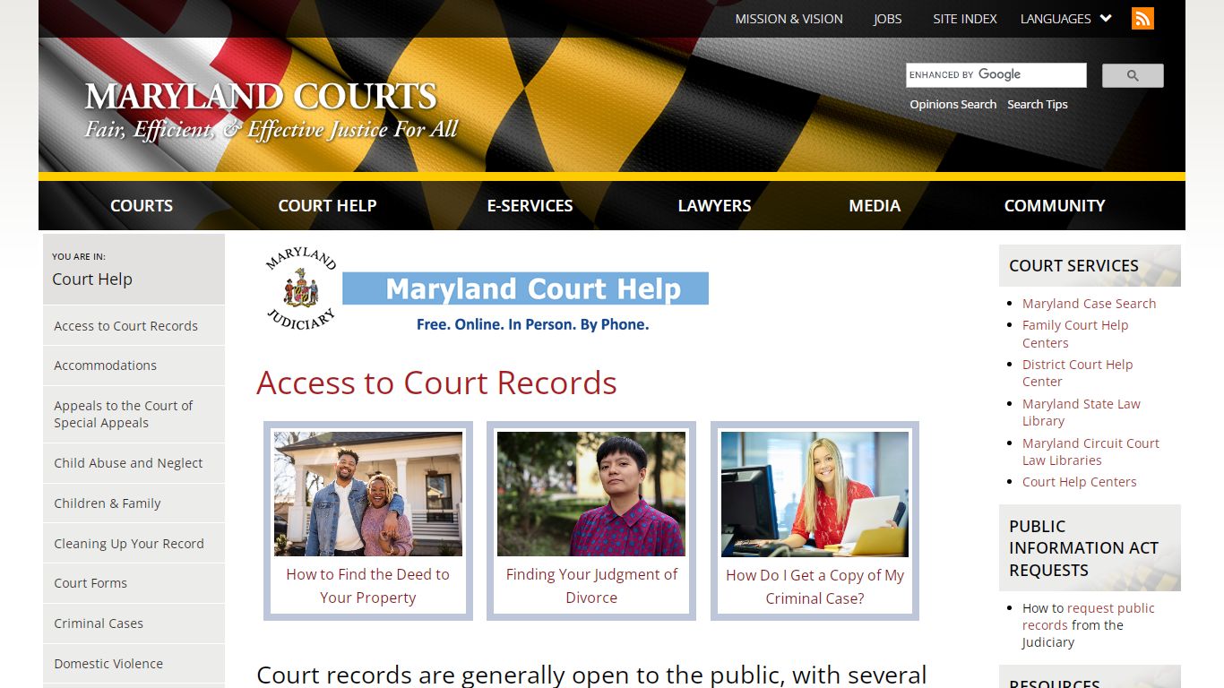 Access to Court Records | Maryland Courts